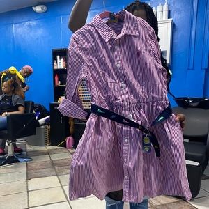 Little girls Purple and white stripe Polo Dress !